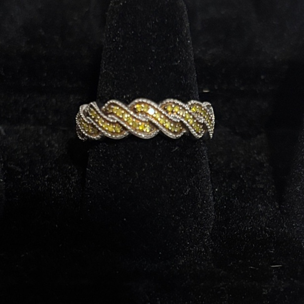 Elegant yellow diamond Silver 925 Women's Ring